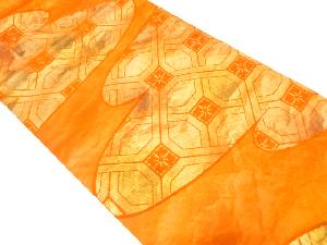 霞に花蜀江文様織り出し開き名古屋帯（額縁仕立て）